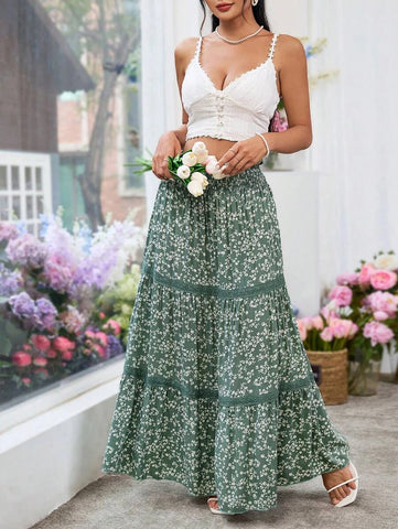 ANGIE Maxi Skirt - Green-Women Bottoms- Boheme Junction