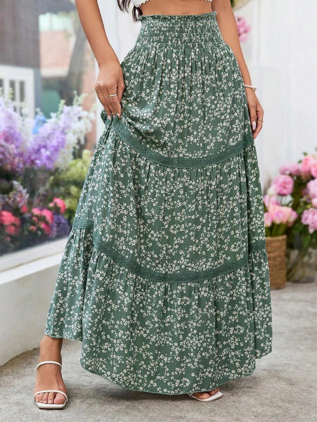 ANGIE Maxi Skirt - Green-Women Bottoms- Boheme Junction