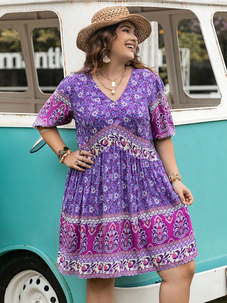 PLUS SIZE Saraya Mini Dress-Plus Size Dresses- Boheme Junction