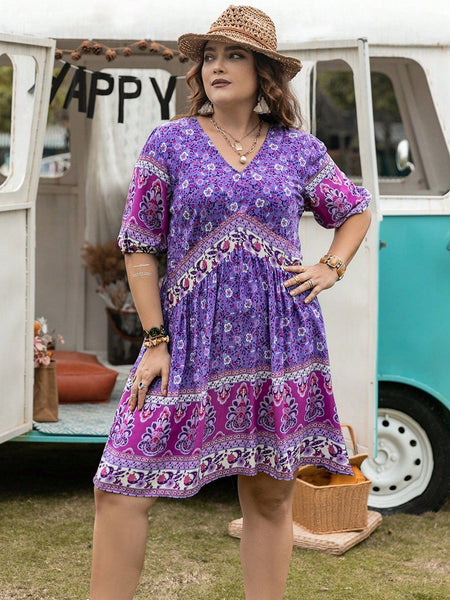 PLUS SIZE Saraya Mini Dress-Plus Size Dresses- Boheme Junction