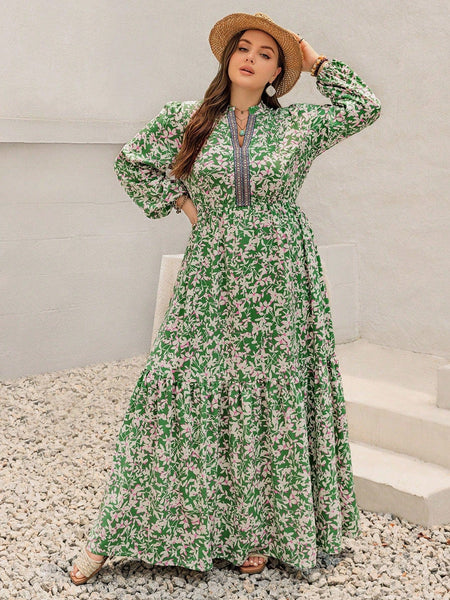 PLUS SIZE Carrie Maxi Dress - Green-Plus Size Dresses- Boheme Junction