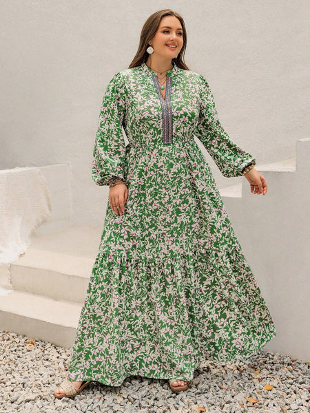 PLUS SIZE Carrie Maxi Dress - Green-Plus Size Dresses- Boheme Junction