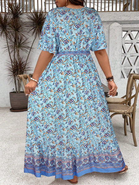 PLUS SIZE Derani Maxi Dress - Blue-Plus Size Dresses- Boheme Junction