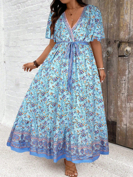 PLUS SIZE Derani Maxi Dress - Blue-Plus Size Dresses- Boheme Junction