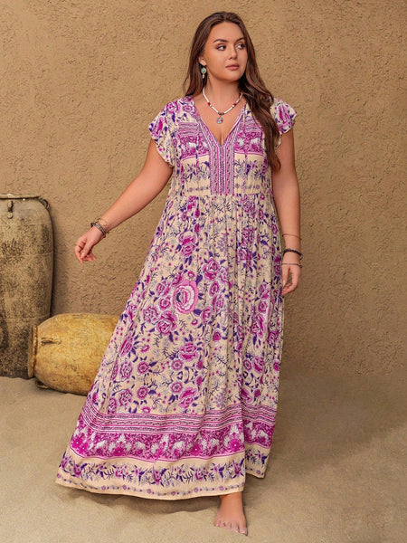 PLUS SIZE Cory Maxi Dress - Purple-Plus Size Dresses- Boheme Junction