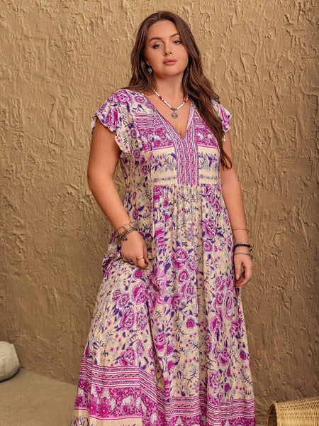 PLUS SIZE Cory Maxi Dress - Purple-Plus Size Dresses- Boheme Junction