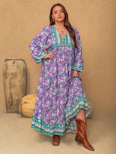 PLUS SIZE Rebekah Maxi Dress - Purple-Plus Size Dresses- Boheme Junction