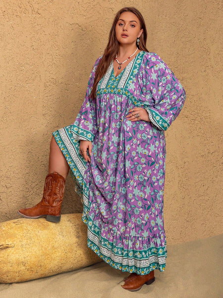 PLUS SIZE Rebekah Maxi Dress - Purple-Plus Size Dresses- Boheme Junction