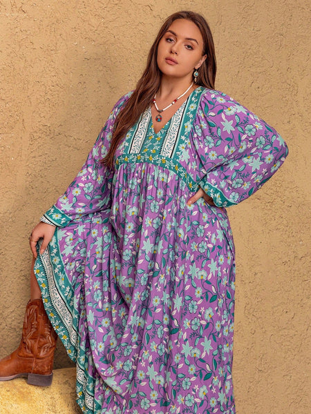 PLUS SIZE Rebekah Maxi Dress - Purple-Plus Size Dresses- Boheme Junction