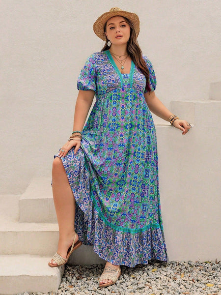 PLUS SIZE Capri Maxi Dress-Plus Size Dresses- Boheme Junction