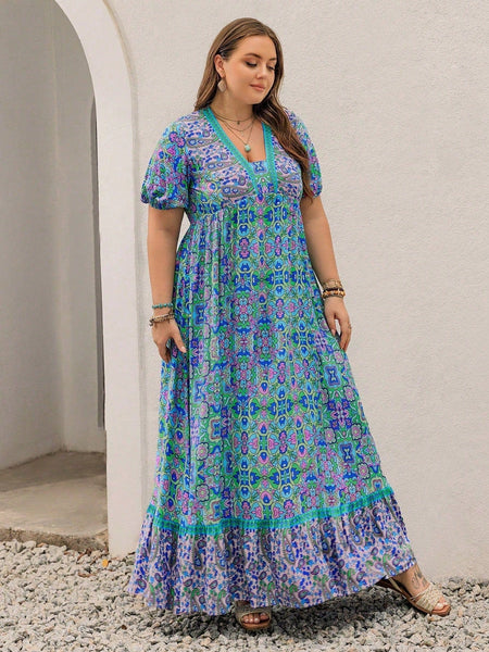 PLUS SIZE Capri Maxi Dress-Plus Size Dresses- Boheme Junction