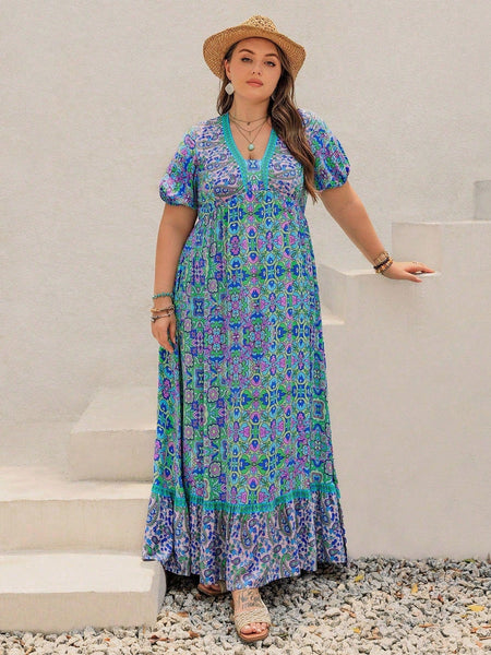 PLUS SIZE Capri Maxi Dress-Plus Size Dresses- Boheme Junction