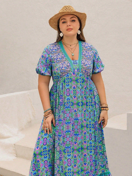 PLUS SIZE Capri Maxi Dress-Plus Size Dresses- Boheme Junction