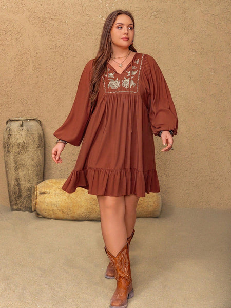 PLUS SIZE Farrah Mini Dress-Plus Size Dresses- Boheme Junction