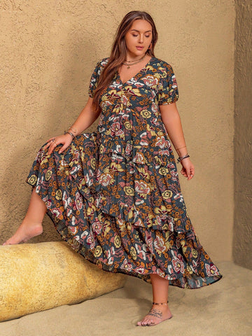 PLUS SIZE Aiden Maxi Dress - Grey-Plus Size Arabian Dresses- Boheme Junction