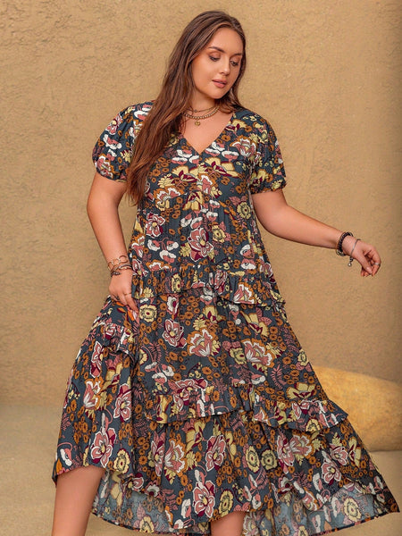 PLUS SIZE Aiden Maxi Dress - Grey-Plus Size Arabian Dresses- Boheme Junction