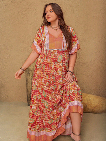 PLUS SIZE Victoria Maxi Dress - Sunset-Plus Size Dresses- Boheme Junction