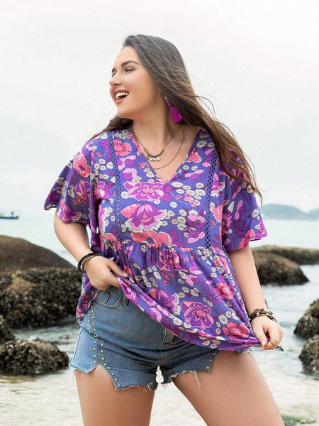 PLUS SIZE Perry Top - PURPLE-Plus Size Blouses- Boheme Junction