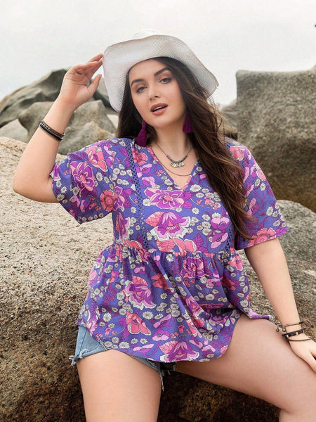 PLUS SIZE Perry Top - PURPLE-Plus Size Blouses- Boheme Junction