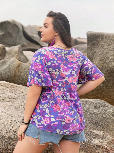 PLUS SIZE Perry Top - PURPLE-Plus Size Blouses- Boheme Junction