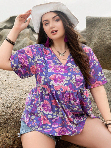 PLUS SIZE Perry Top - PURPLE-Plus Size Blouses- Boheme Junction