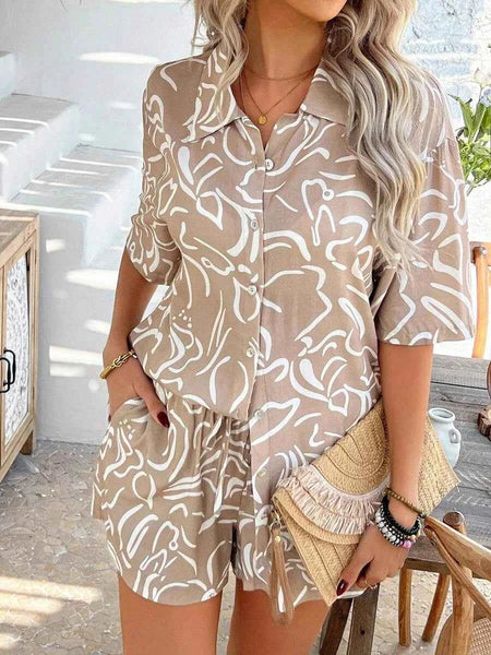 CALLISTA Short & Top Set - Brown-Women Co-ords- Boheme Junction
