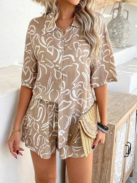 CALLISTA Short & Top Set - Brown-Women Co-ords- Boheme Junction
