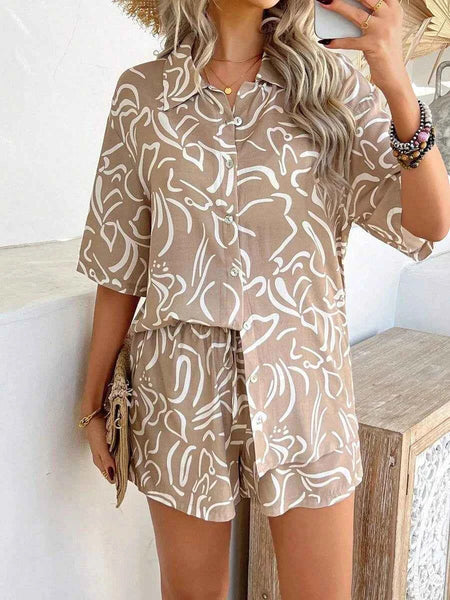 CALLISTA Short & Top Set - Brown-Women Co-ords- Boheme Junction