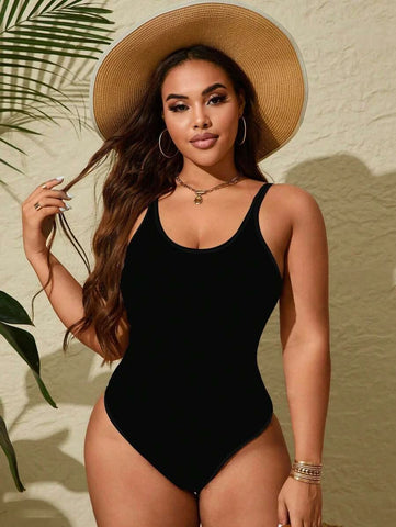 PLUS SIZE Kait One Piece Swimsuit - Black-Women Plus Beachwear- Boheme Junction
