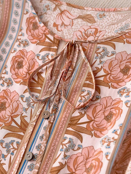 PLUS SIZE Zarah Mini Dress - Peach-Plus Size Dresses- Boheme Junction