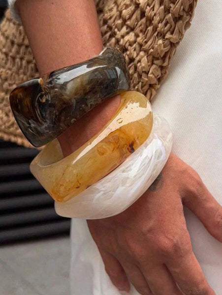 CHELSEA Angular Bangle - Caramel Resin-Women Bracelets- Boheme Junction
