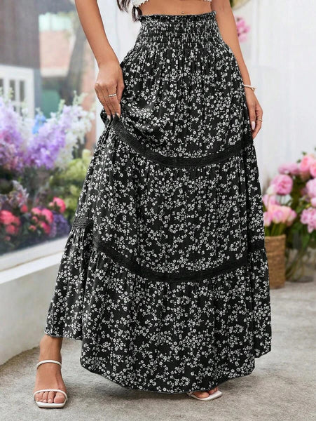 ANGIE Maxi Skirt - Black-Women Bottoms- Boheme Junction