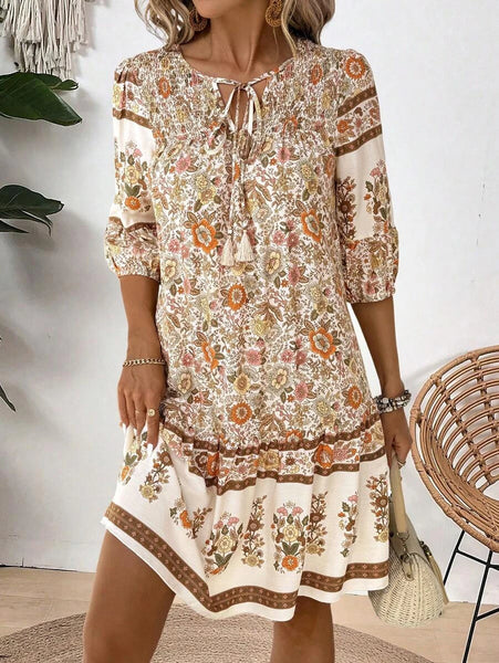 NIGELLA Mini Dress - Beige-Women Dresses- Boheme Junction