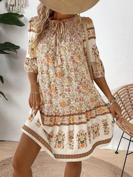 NIGELLA Mini Dress - Beige-Women Dresses- Boheme Junction