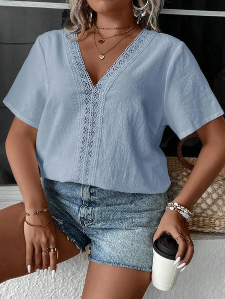 PLUS SIZE Millie Top - Blue-Plus Size Tops- Boheme Junction