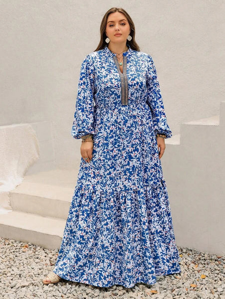 PLUS SIZE Carrie Maxi Dress - Light Blue-Plus Size Dresses- Boheme Junction