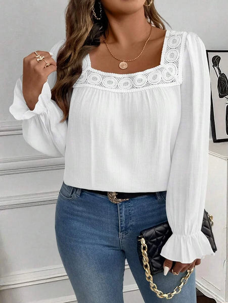 PLUS SIZE Pia Top - White-Plus Size Tops- Boheme Junction