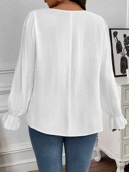PLUS SIZE Pia Top - White-Plus Size Tops- Boheme Junction