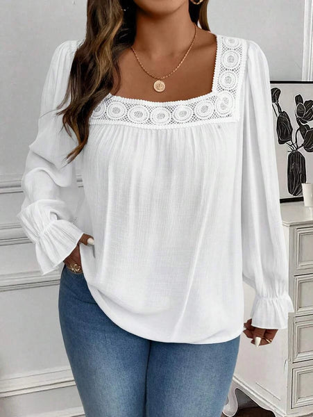PLUS SIZE Pia Top - White-Plus Size Tops- Boheme Junction