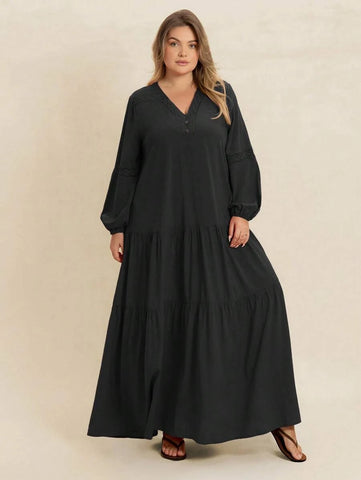 PLUS SIZE Nyles Maxi Dress - Black-Plus Size Dresses- Boheme Junction