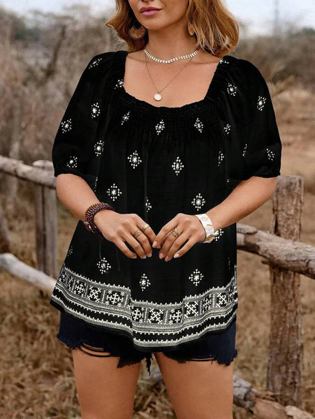 PLUS SIZE Arya Top - Black-Plus Size Tops- Boheme Junction