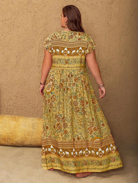 PLUS SIZE Cory Maxi Dress - Blue-Plus Size Arabian Wear- Boheme Junction