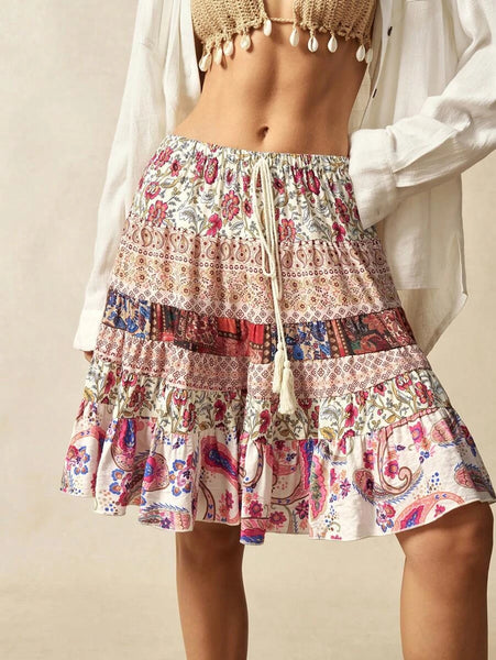 SHANIA Mini Skirt - Pink-Women Bottoms- Boheme Junction