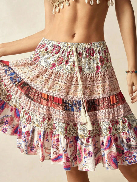 SHANIA Mini Skirt - Pink-Women Bottoms- Boheme Junction