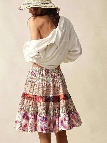 SHANIA Mini Skirt - Pink-Women Bottoms- Boheme Junction