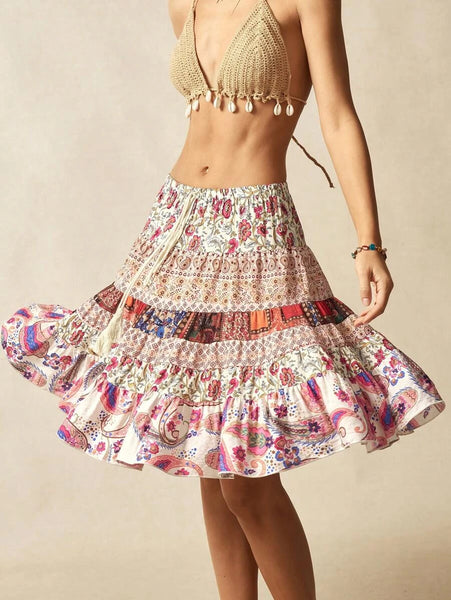 SHANIA Mini Skirt - Pink-Women Bottoms- Boheme Junction