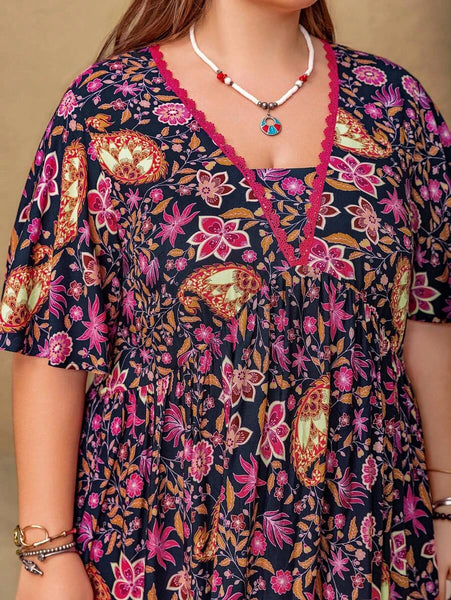 PLUS SIZE Capri Midi Dress - Purple-Plus Size Dresses- Boheme Junction