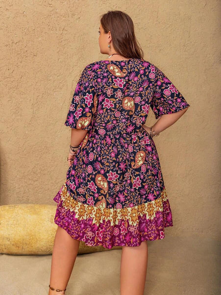 PLUS SIZE Capri Midi Dress - Purple-Plus Size Dresses- Boheme Junction