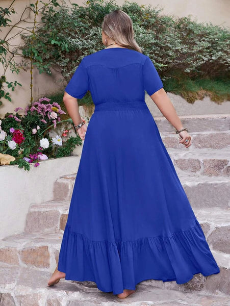 PLUS SIZE Anais Maxi Dress - Blue-Plus Size Dresses- Boheme Junction