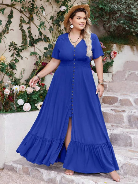 PLUS SIZE Anais Maxi Dress - Blue-Plus Size Dresses- Boheme Junction